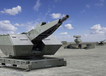Rheinmetall wirbt: „Oerlikon Skyshield® ist ein Allwetter-Nahbereichs-Flugabwehrsystem zum Schutz hochwertiger Einrichtungen.“