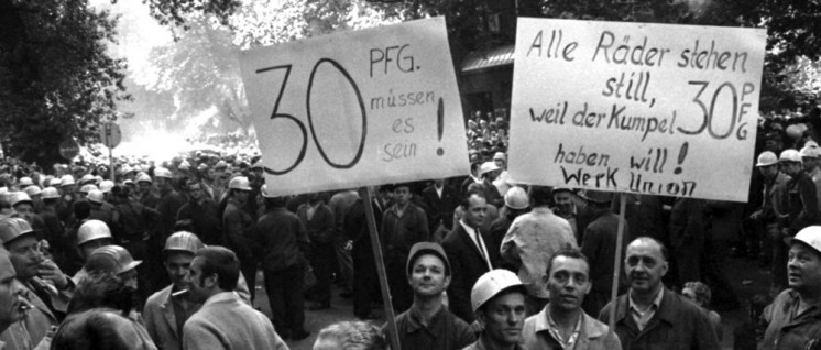 Spartakus (AMS) und SHB zogen Schlussfolgerungen aus den Septemberstreiks 1969 (hier Hoesch-Stahlarbeiter, Dortund) (Foto: Klaus Rose/ Bildarchiv)