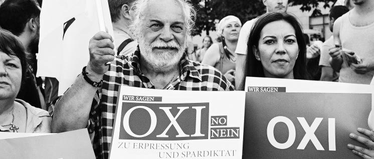 Aufruf 'OXI' gegen das Spardiktat von EU, EZB, IMF und der Deutschen Regierung in Berlin (Foto: Rudi Denner/r-mediabase.eu)