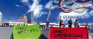 Der G20-Gipfel-Knoten am Hamburger Horizont (Foto: Montage UZ)