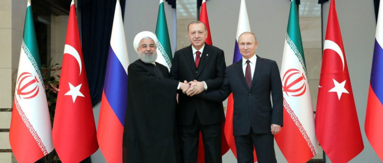 Trotz gemeinsamer Erklärung unterschiedliche Interessen in Syrien: Rohani, Erdogan und Putin. (Foto: kremlin.ru/press)