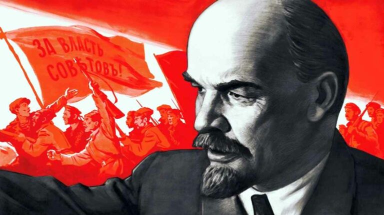 Lenin Plakat von Golowanow - Himmelsstürmer - Geschichte der Arbeiterbewegung - Hintergrund