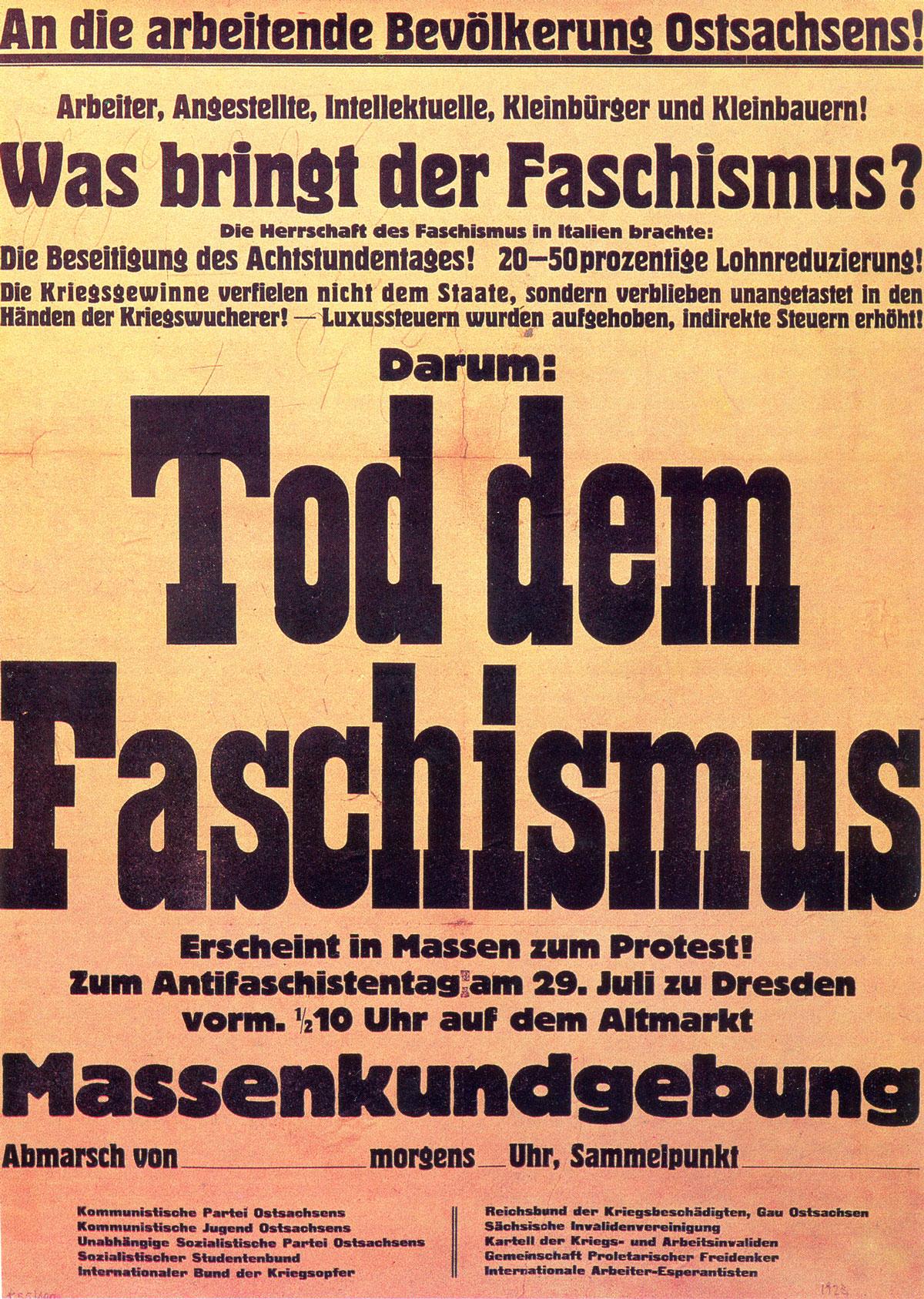 Tod dem Faschismus - 100 Jahre Internationale Antifaschisten-Liga - UZ vom 22. September 2023 - UZ vom 22. September 2023