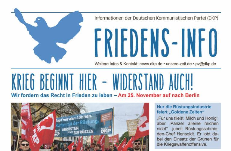 Friedens Info der DKP Seite 1 - Alle nach Berlin! - Friedenskampf - Friedenskampf