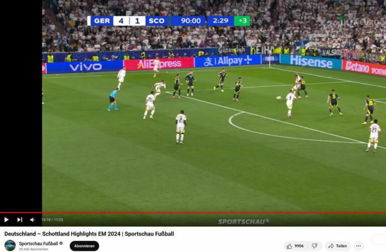 2509 Deutschland – Schottland Highlights EM 2024 Sportschau Fussball YouTube1 - Tauschwert - China, Fußball-EM 2024, UEFA - Positionen